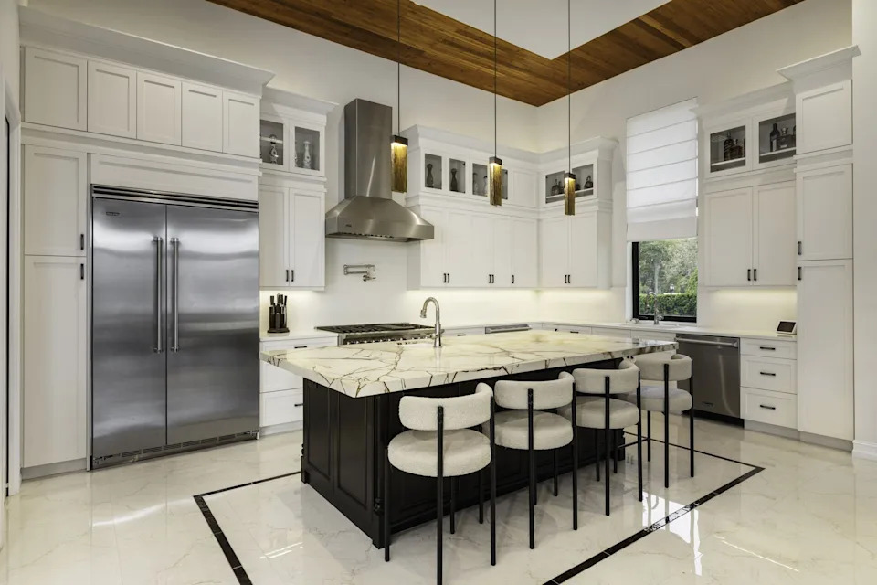 Kitchen with an island in a home in Florida bought by NFL player Sterling Shepard