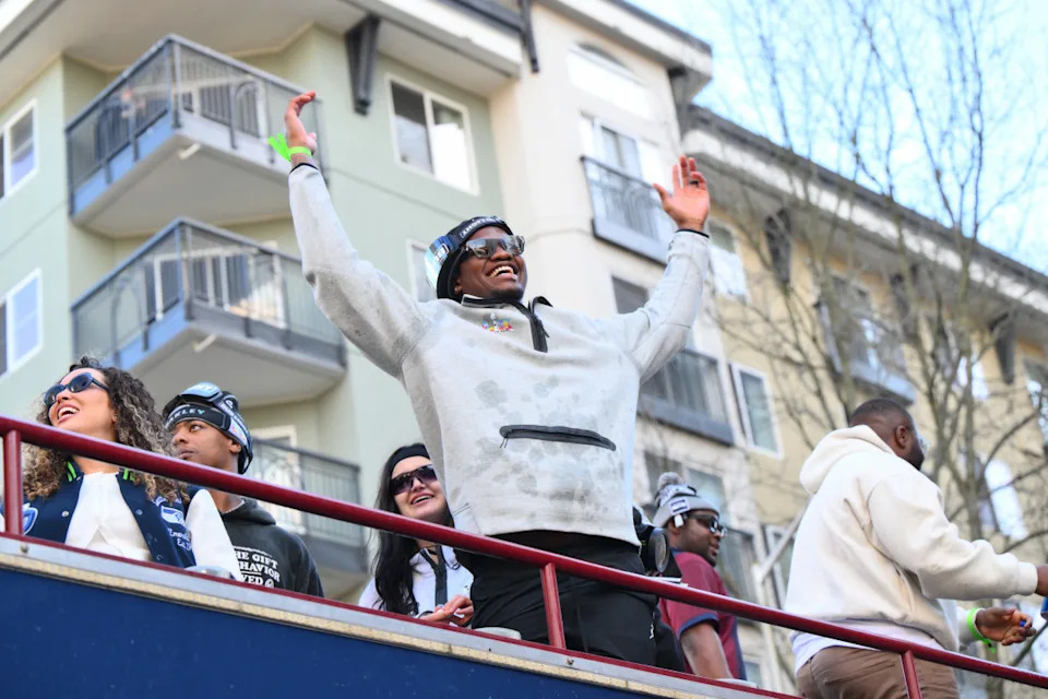 Kenneth Walker III celebrates Super Bowl LX win with Seattle Seahawks fansSteven Bisig-Imagn Images