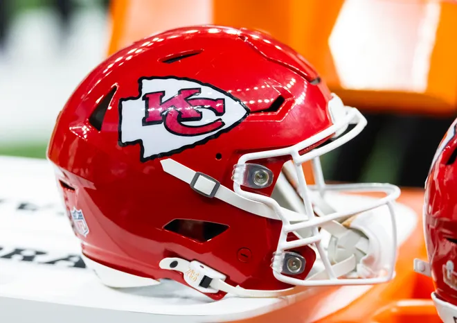 A Kansas City Chiefs helmet.