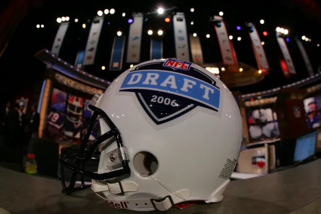 NEW YORK - APRIL 29: A helmet with the 2006 NFL Draft logo is shown on April 29, 2006 at Radio City Music Hall in New York, New York. (Photo by Chris Trotman/Getty Images)