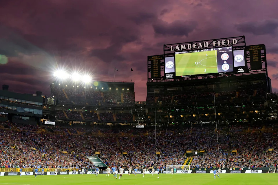 GREEN BAY, WISCONSIN - JULY 23: A general view during the pre-season friendly match between Bayern Munich and Manchester City at Lambeau Field on July 23, 2022 in Green Bay, Wisconsin. (Photo by Justin Casterline/Getty Images)Justin Casterline&sol;Getty Images