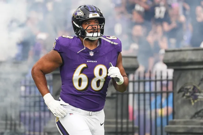 Joseph Noteboom, Baltimore Ravens (Photo by Perry Knotts/Getty Images)