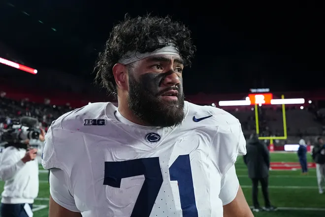 Olaivavega Ioane #71, Penn State Nittany Lions (Photo by Mitchell Leff/Getty Images)