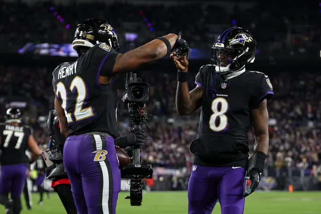 Derrick Henry #22 & Lamar Jackson #8, Baltimore Ravens (Photo by Scott Taetsch/Getty Images)