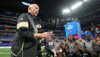 Saints coach Peter Giunta meets prospects at NFL Combine