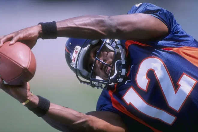 Marcus Nash #12 of the Denver Broncos in action during the Pinnacle NFL Rookie Shoot.