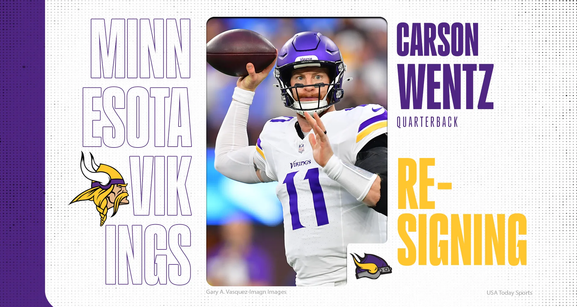 Vikings bring back veteran Carson Wentz at QB