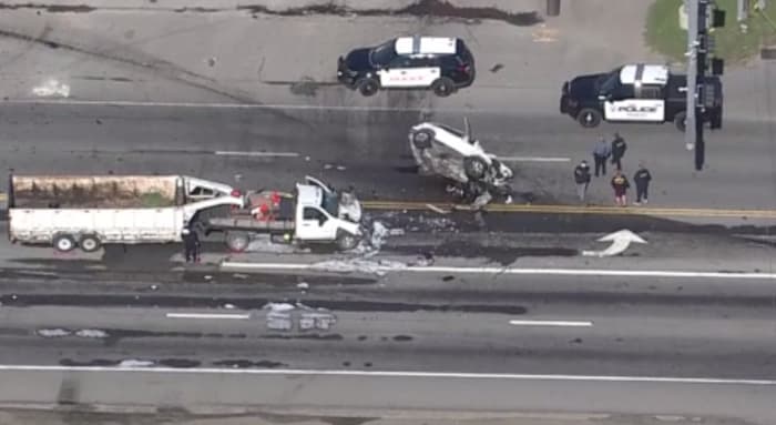 Suspect dead, 3 hospitalized after police pursuit leads to violent wreck with truck in Texas City