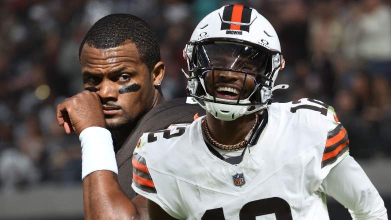 Cleveland Browns quarterbacks Deshaun Watson and Shedeur Sanders.
