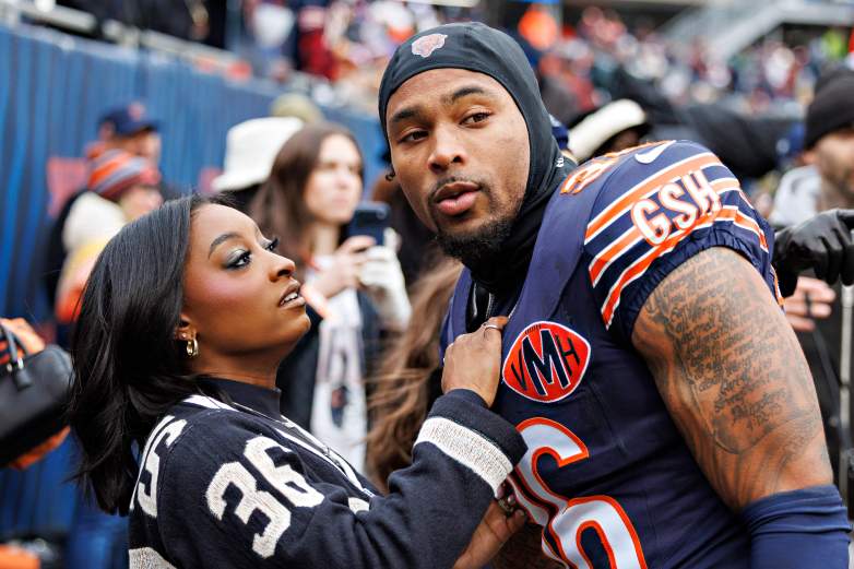 Olympic gold medalist Simone Biles with her husband, Chicago Bears safety Jonathan Owens