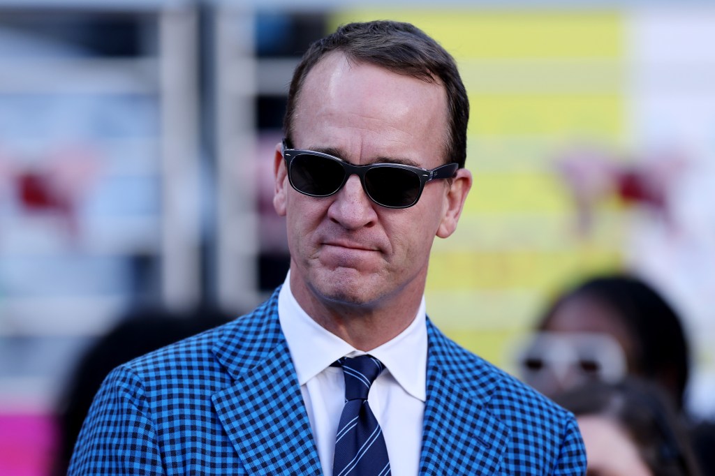 Peyton Manning looks on prior to the start of Super Bowl LX between the Seattle Seahawks and the New England Patriots at Levi's Stadium on February 08, 2026 in Santa Clara, California. 