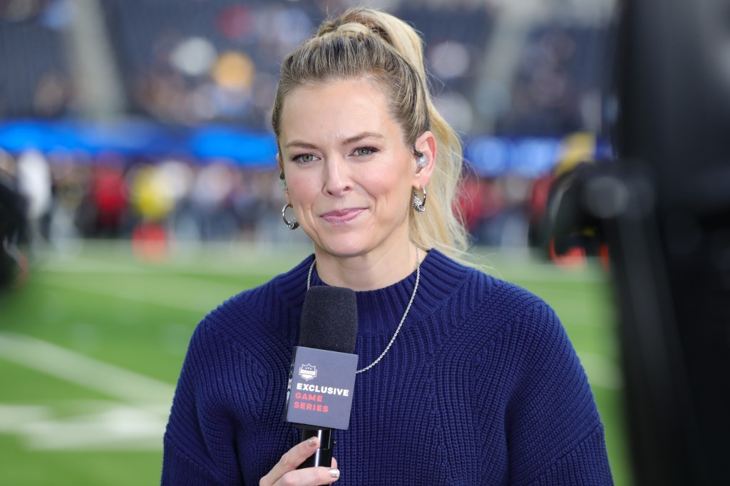 NFL Network host Jamie Erdahl during the Houston Texans vs Los Angeles Chargers NFL game on December 27, 2025, at SoFi Stadium in Inglewood, CA.  