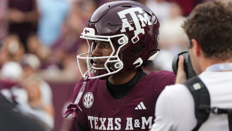 Aggies WR KC Concepcion against USTA in summer 2025