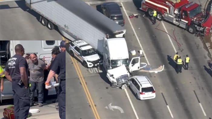 Deputy hospitalized, truck driver detained after wreck involving HCSO vehicle, firetruck in Aldine
