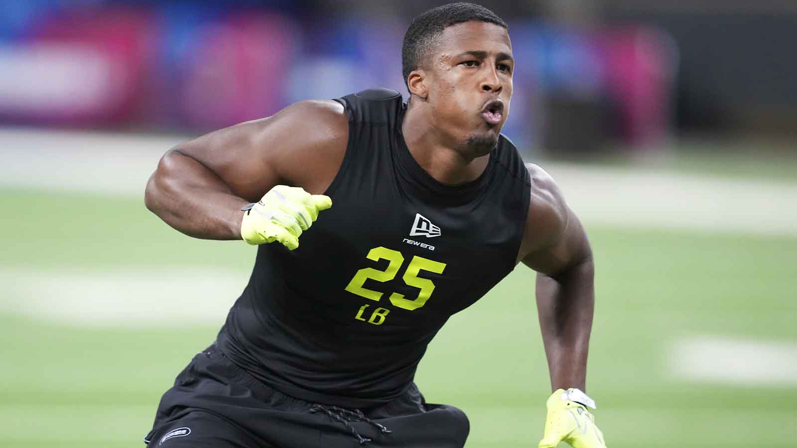 Ohio State linebacker Sonny Styles (LB25) during the NFL Scouting Combine at Lucas Oil Stadium.