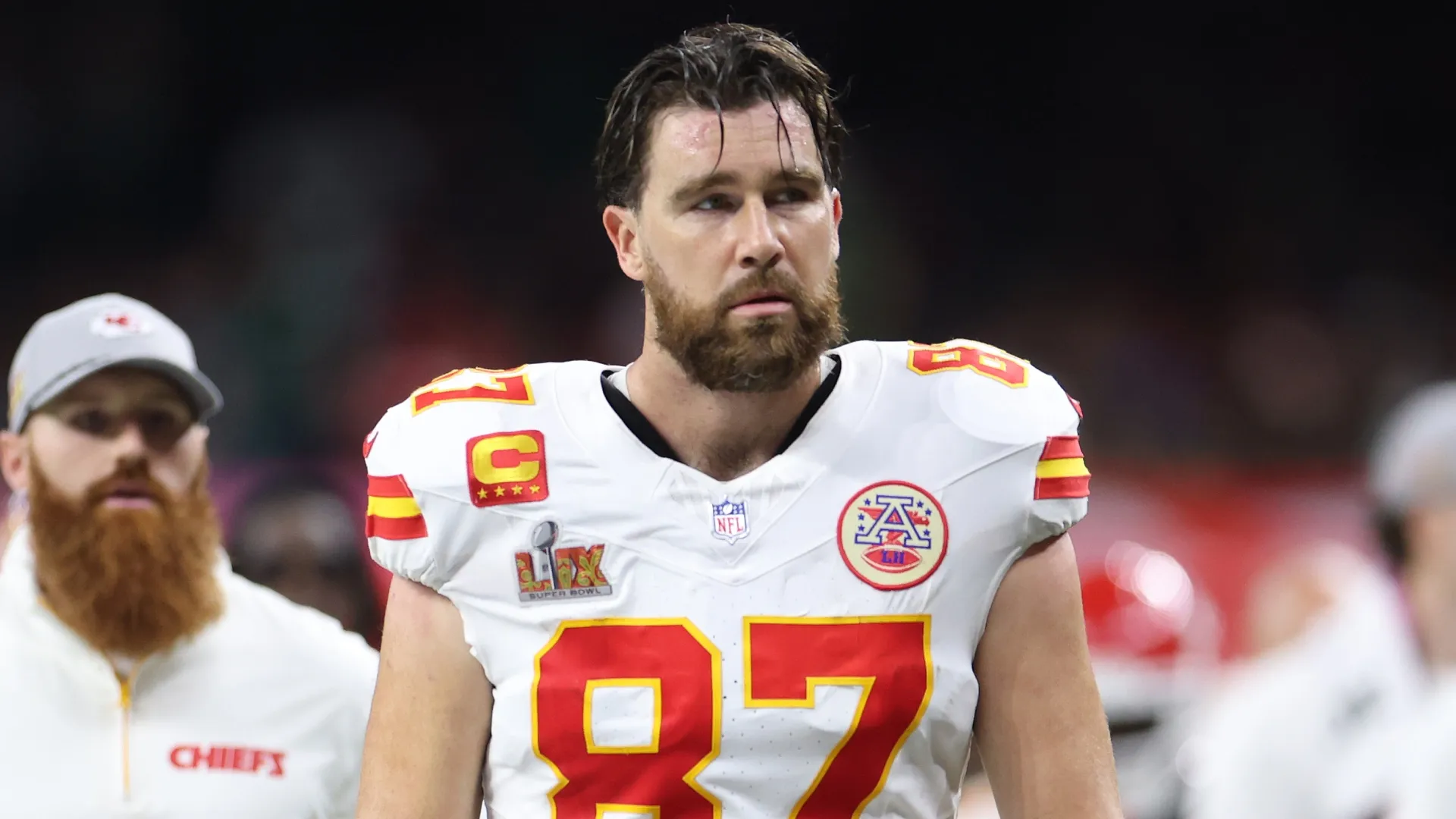 Travis Kelce walks off the field