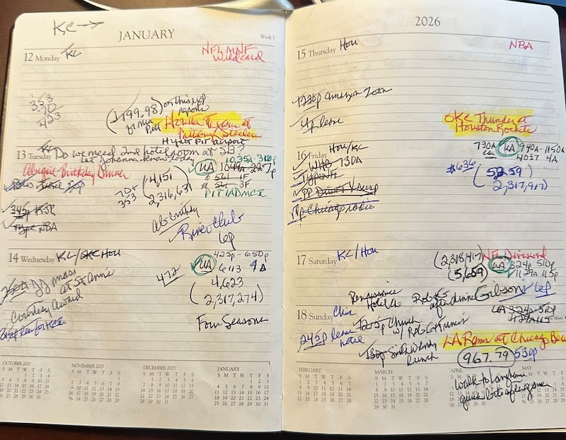 Travel planning for Kevin Harlan