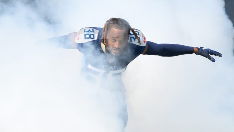 L'Jarius Sneed runs out during player introductions before a Titans game at Nissan Stadium. Vikings rumors