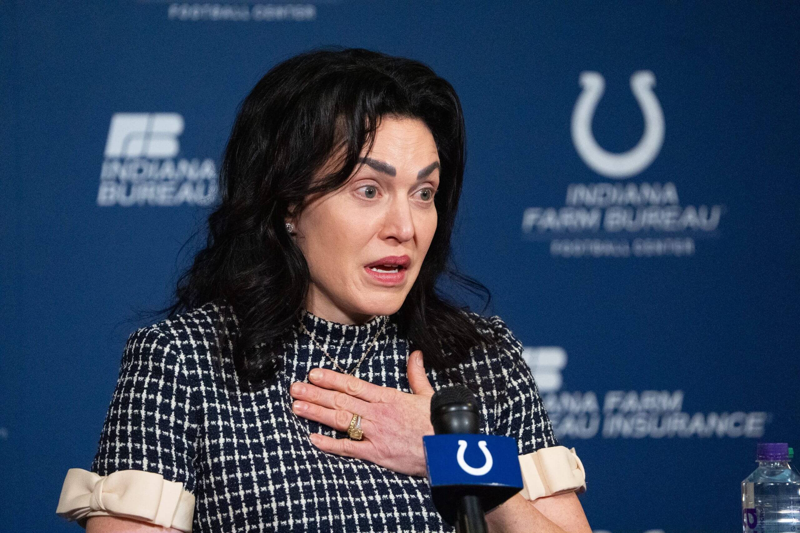 Colts owner Carlie Irsay-Gordon speaks in January 2026.