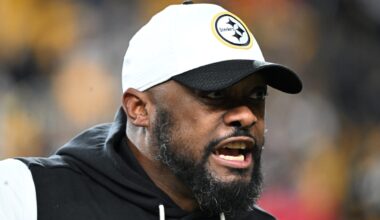 Jan 12, 2026; Pittsburgh, PA, USA; Pittsburgh Steelers head coach Mike Tomlin before an AFC Wild Card Round game against the Houston Texans at Acrisure Stadium. Mandatory Credit: Barry Reeger-Imagn Images