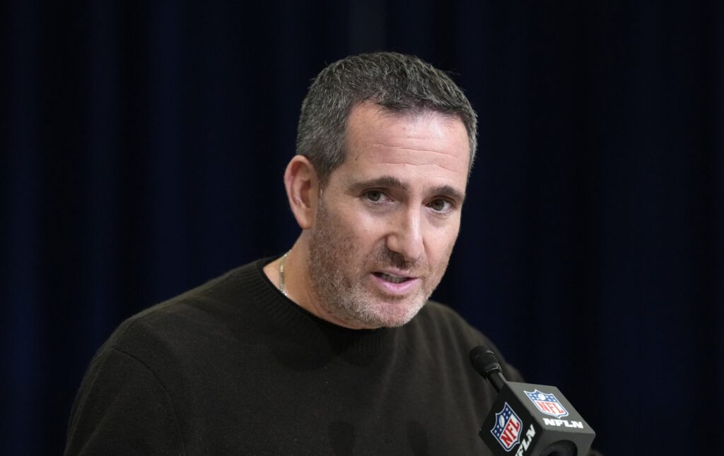 Feb 24, 2026; Indianapolis, IN, USA; Philadelphia Eagles general manager Howie Roseman speaks at the NFL Scouting Combine at the Indiana Convention Center.