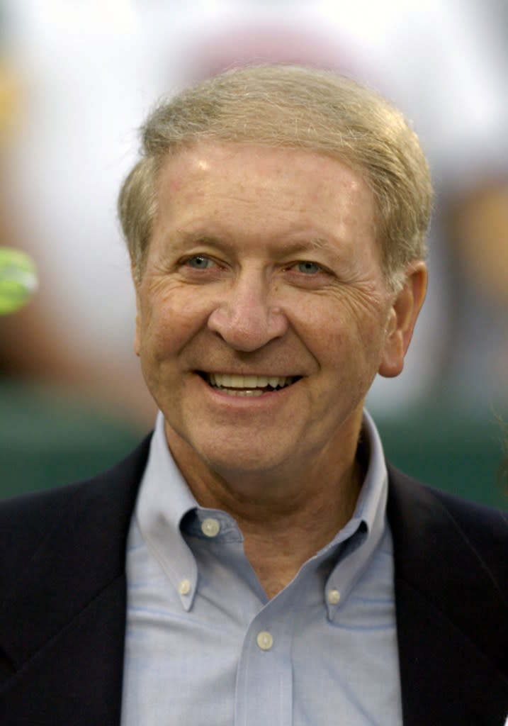 Green Bay Packers president Bob Harlan watches pregame ceremonies at Lambeau Field August 16, 2004. Getty Images