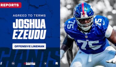 Giants agree to terms with OL Joshua Ezeudu, pending physical