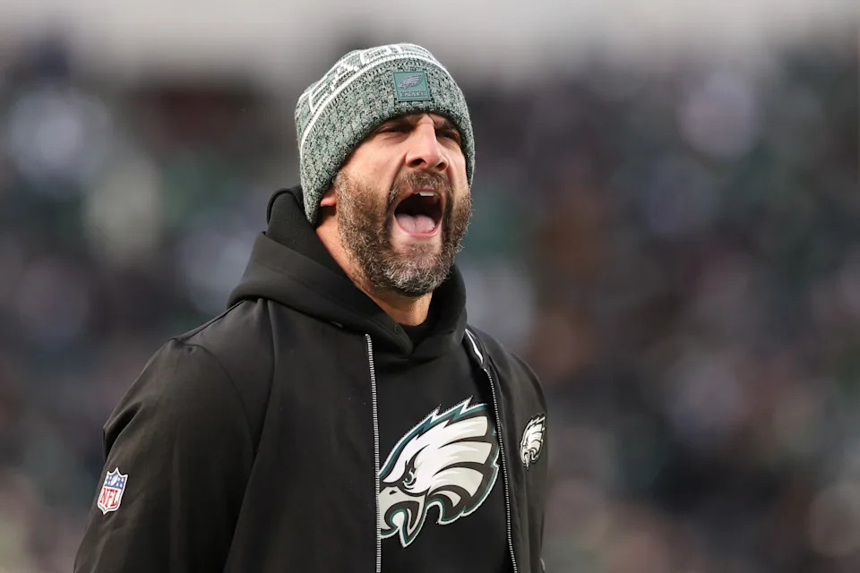 Philadelphia Eagles head coach Nick Sirianni reacts during the second quarter of the game against the Chicago Bears.Bill Streicher-Imagn Images
