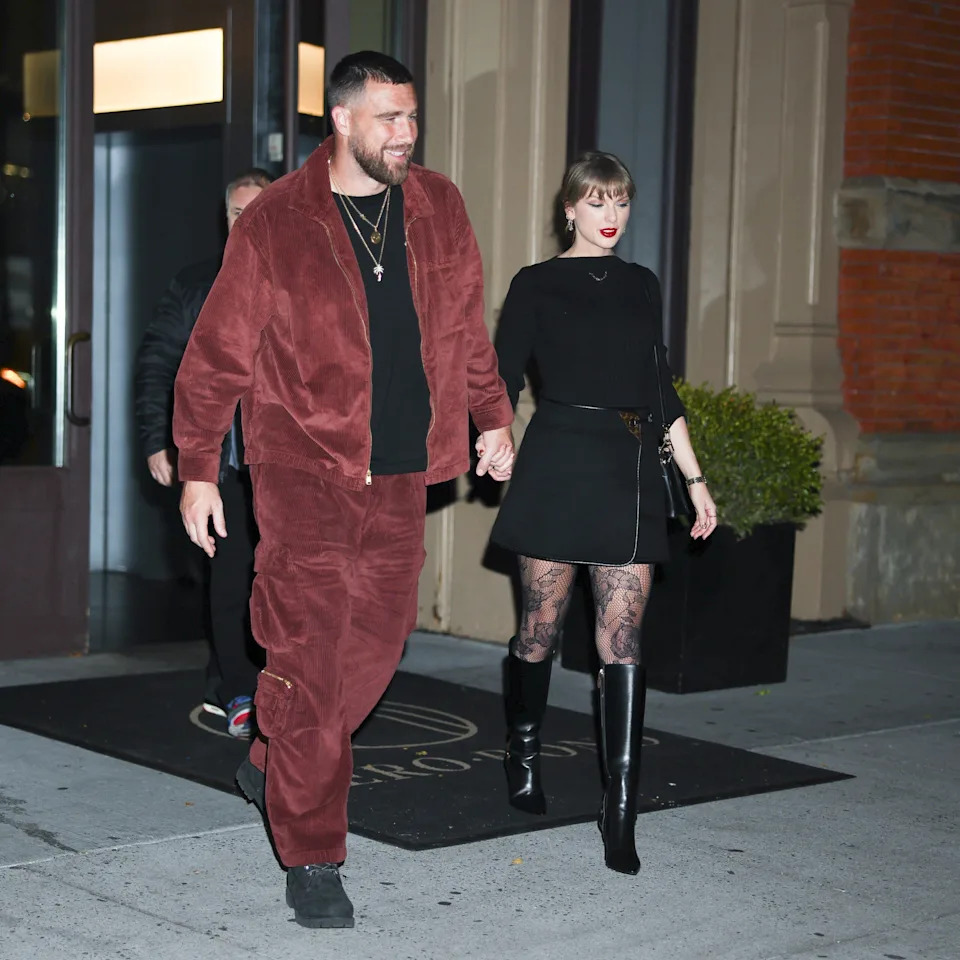 Taylor Swift and Travis Kelce seen in NoHo on November 06, 2025 in New York City