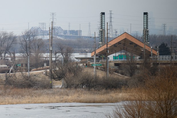 Wolf Lake Memorial Park, which is visible from Lost Marsh Golf Course, is preferred site for a proposed Chicago Bears stadium in Hammond, seen on Feb. 19, 2026. (Kyle Telechan/for the Post-Tribune)
