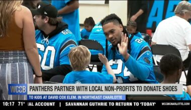 Panthers, Samaritan's Feet hand out brand new sneakers to local kids