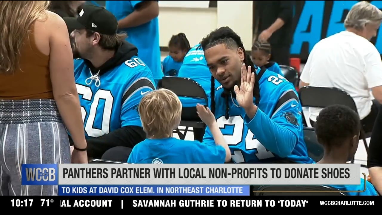 Panthers, Samaritan's Feet hand out brand new sneakers to local kids