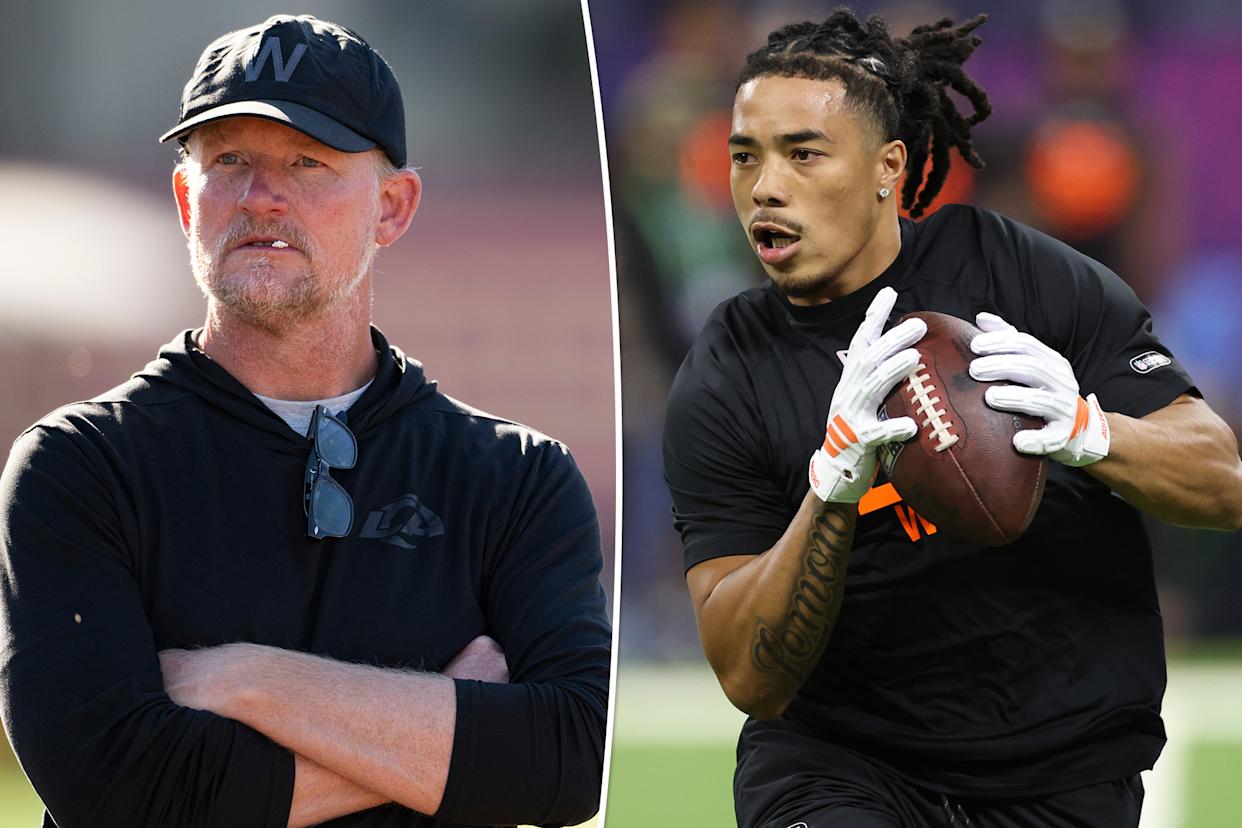 Rams GM Les Snead and USC receiver Makai Lemon