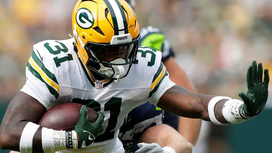 Emanuel Wilson in a 2025 preseason versus the Seattle Seahawks.