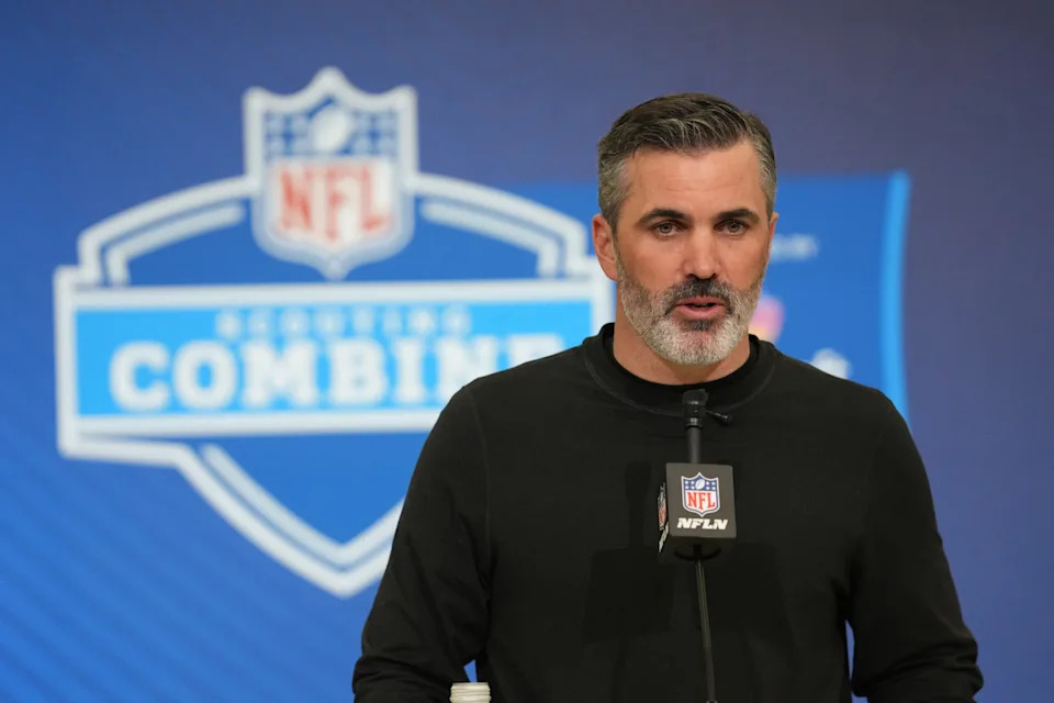 <p>Feb 24, 2026; Indianapolis, IN, USA; Atlanta Falcons coach Kevin Stefanski speaks at the NFL Scouting Combine at the Indiana Convention Center. Mandatory Credit: Kirby Lee-Imagn Images</p>