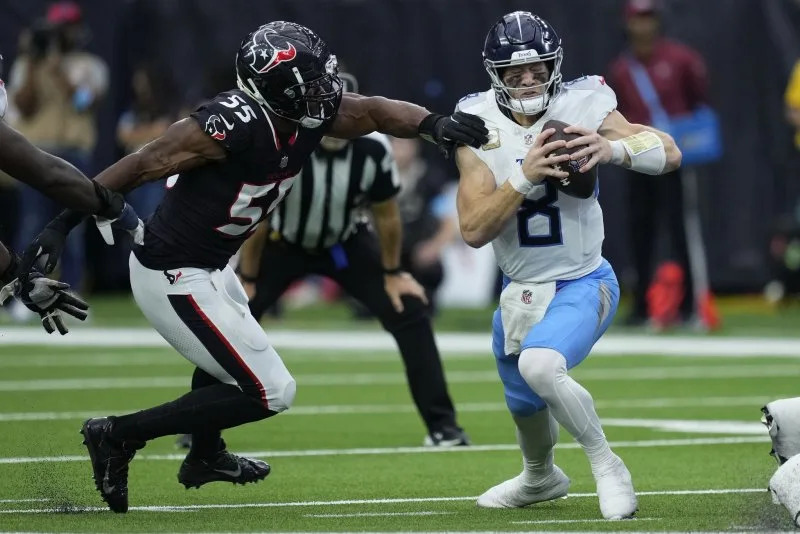 Houston Texans defensive end Danielle Hunter (55) logged 114.5 sacks over his first 10 seasons in the NFL. File Photo by Kevin M. Cox/UPI