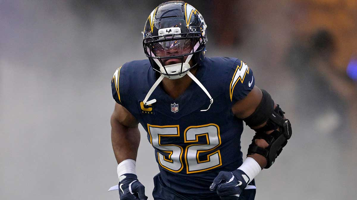 Los Angeles Chargers outside linebacker Khalil MacK (52) is introduced for the game against the Minnesota Vikings at SoFi Stadium.