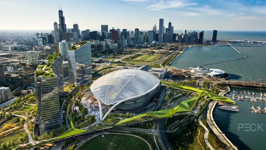 A local design firm has released some futuristic concepts of a renovation to Soldier Field