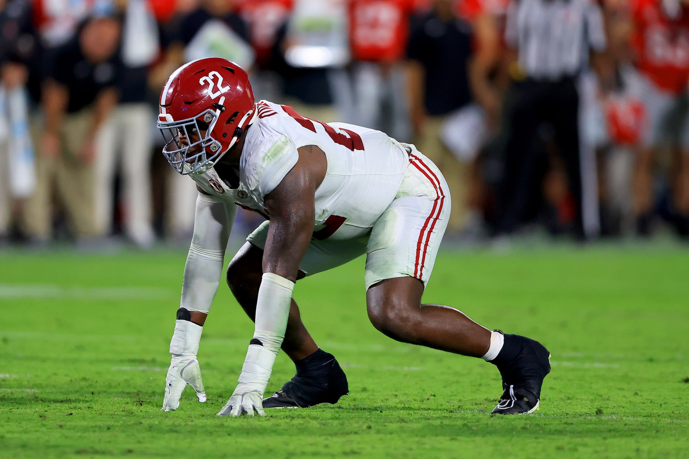 ATHENS, GA - SEPTEMBER 27: Defensive lineman LT Overton #22 of the Alabama Crimson Tide during the Saturday evening college football game between the Alabama Crimson Tide and the University of Georgia Bulldogs on September 27, 2025 at Sanford Stadium in Athens, GA. (Photo by David J. Griffin/Icon Sportswire via Getty Images)