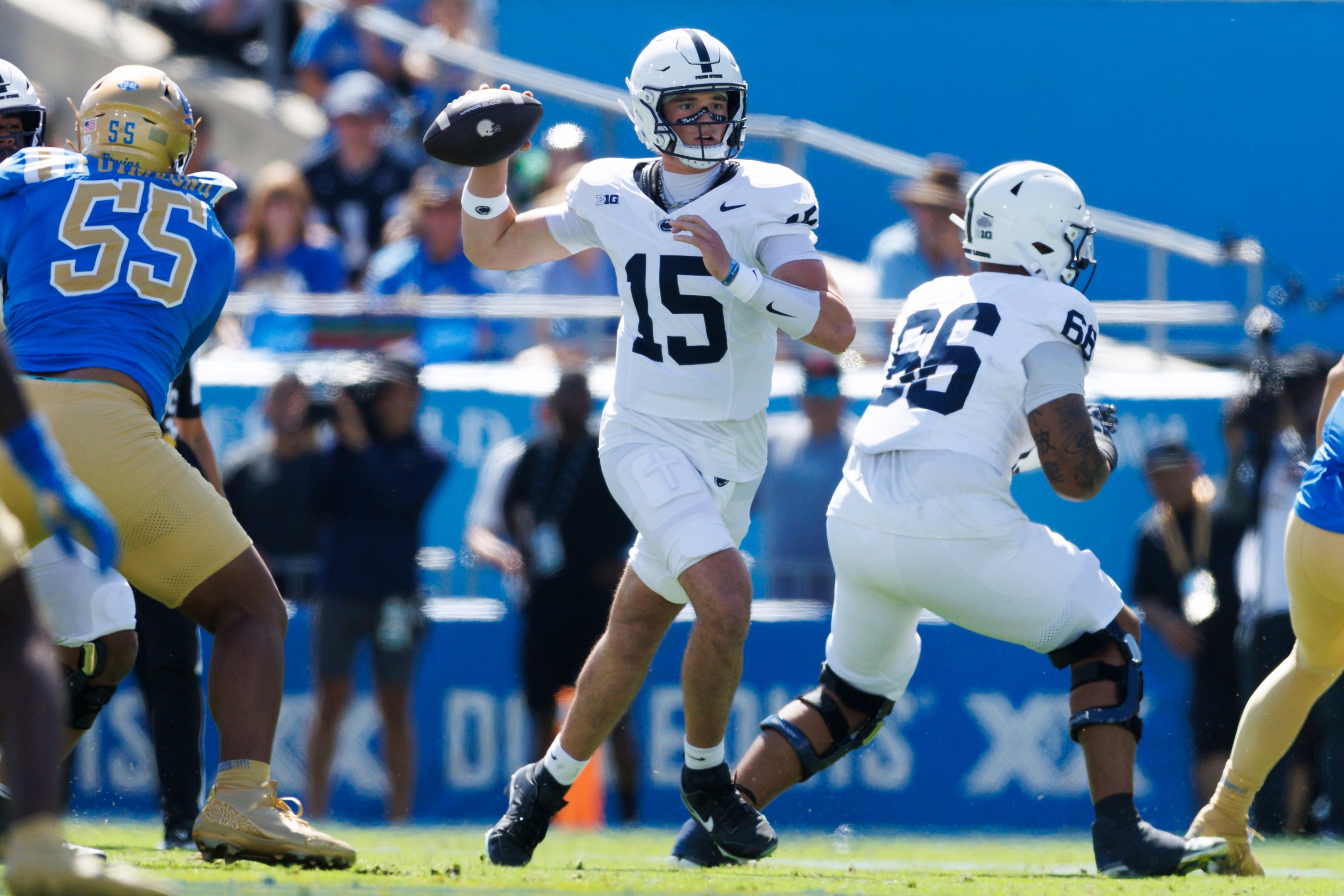 Drew Allar #15 of the Penn State Nittany Lions