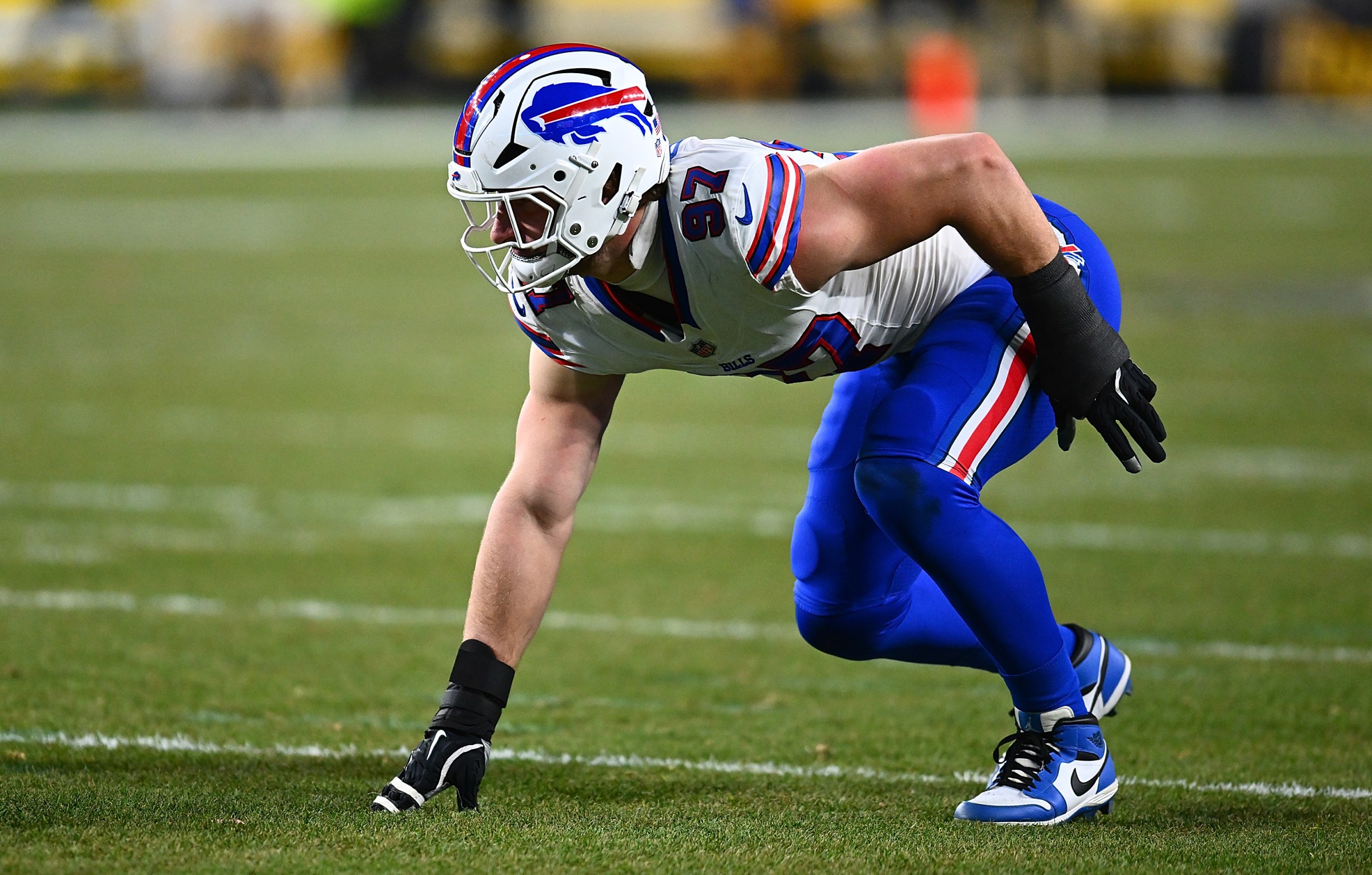 PITTSBURGH, PENNSYLVANIA - NOVEMBER 30: Joey Bosa #97 of the Buffalo Bills in action during the game against the Pittsburgh Steelers at Acrisure Stadium on November 30, 2025 in Pittsburgh, United States. (Photo by Joe Sargent/Getty Images)