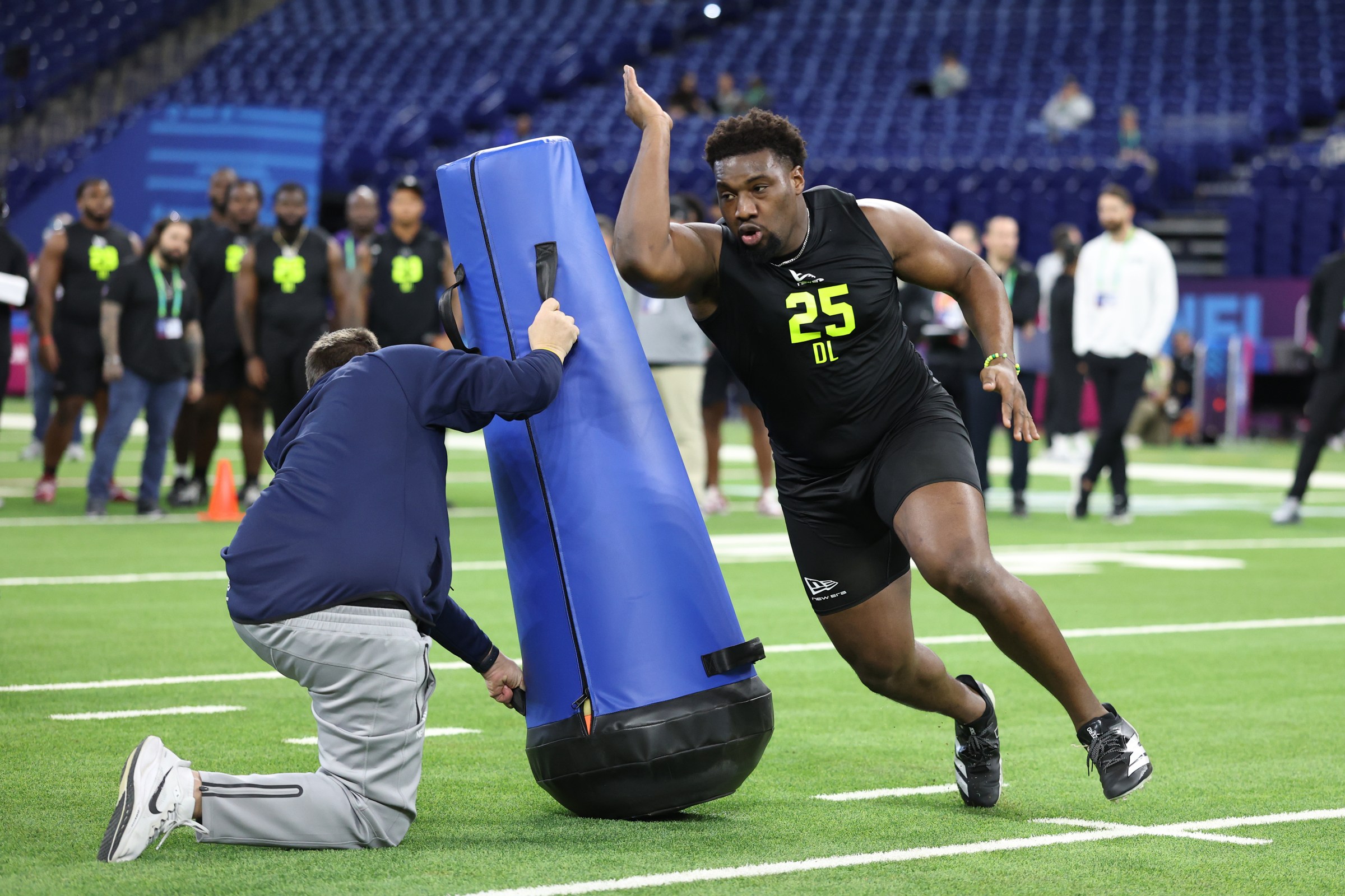 INDIANAPOLIS, INDIANA - FEBRUARY 26: Kaleb Proctor of the Southeastern Louisiana Lions participtates in a drill during the 2026 NFL Scouting Combine at Lucas Oil Stadium on February 26, 2026 in Indianapolis, Indiana. (Photo by Stacy Revere/Getty Images)