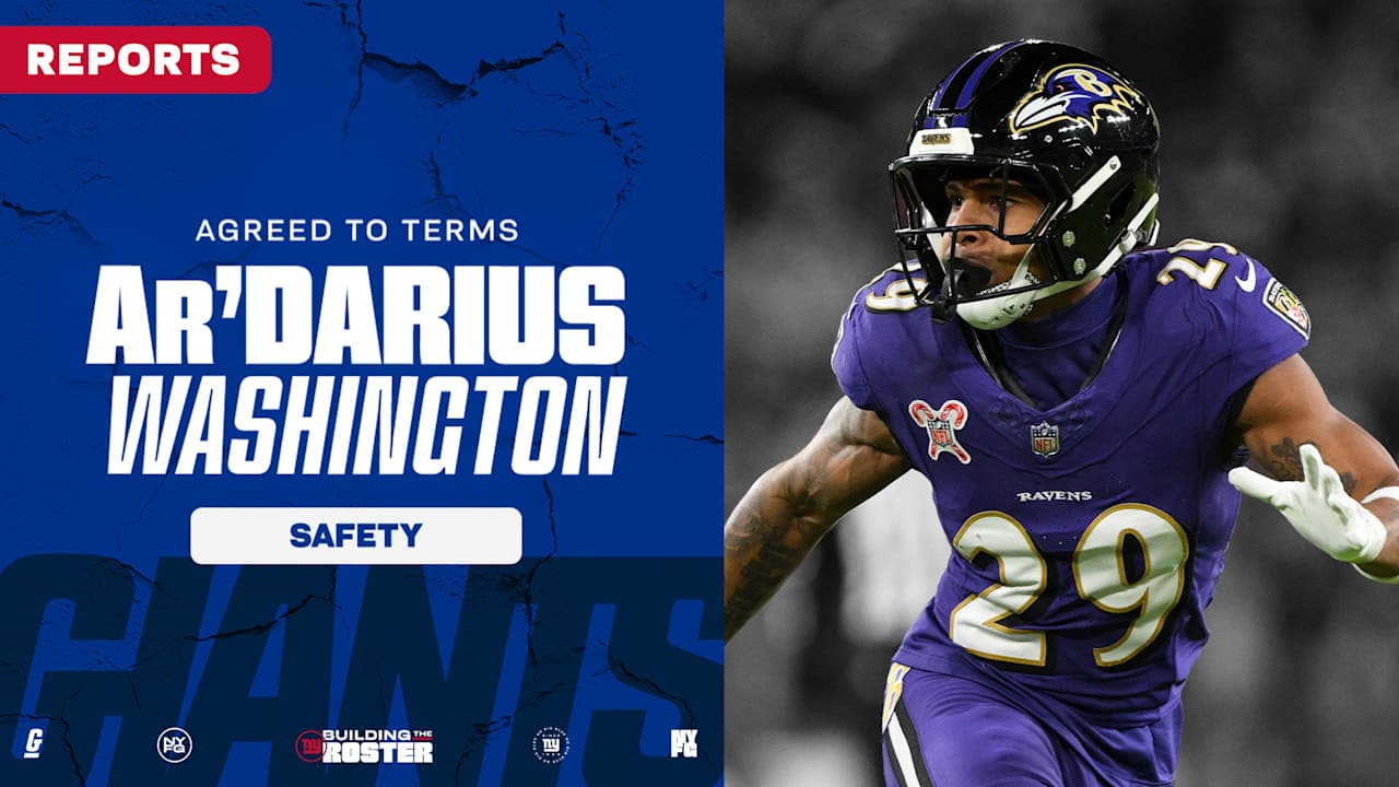 Giants agree to terms with S Ar'Darius Washington, pending physical