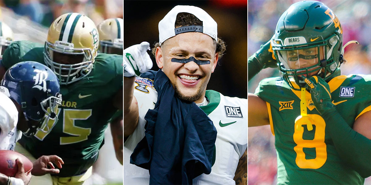 Pictured left-to-right: Andrew Billings, Terrel Bernard and Jalen Pitre during their time at Baylor