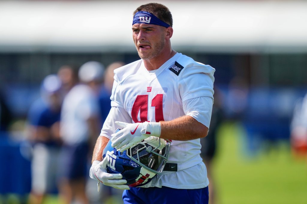 New York Giants linebacker Micah McFadden (41) in practice.