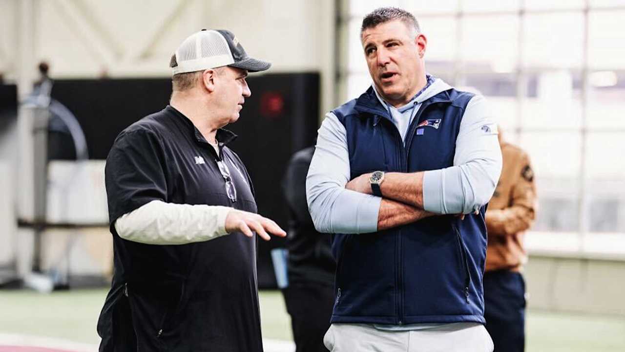 Head Coach Mike Vrabel, Patriots Staffers Scout NFL Draft Prospects at Boston College's Pro Day 