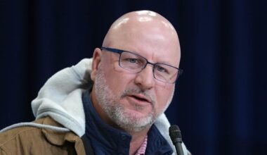 Feb 24, 2026; Indianapolis, IN, USA; Los Angeles Chargers general manager Joe Hortiz speaks at the NFL Scouting Combine at the Indiana Convention Center. Mandatory Credit: Kirby Lee-Imagn Images