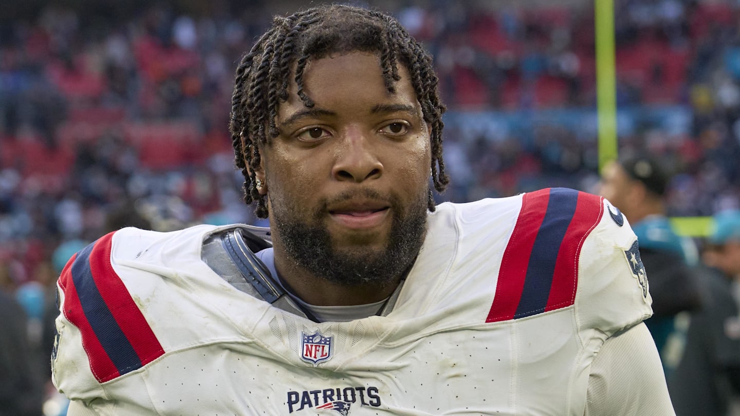 Oct 20, 2024; London, United Kingdom; New England Patriots linebacker Anfernee Jennings (33) leave the field after after the game against the Jacksonville Jaguars an NFL International Series game at Wembley Stadium. Mandatory Credit: Peter van den Berg-Imagn Images