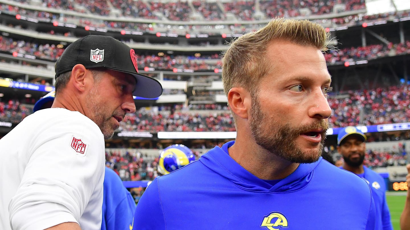 San Francisco 49ers head coach Kyle Shanahan with Los Angeles Rams head coach Sean McVay