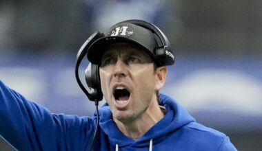 Indianapolis Colts head coach Shane Steichen yells
